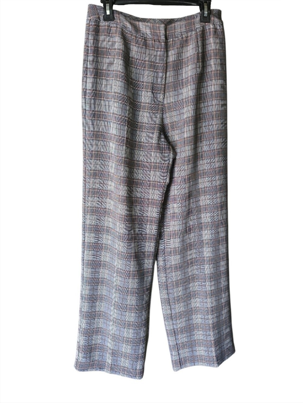 Work Career Office Women's Wide Leg Brown Plaid Dress Pants Size 8 Trouser